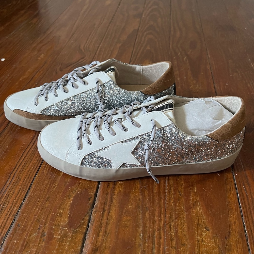 ShuShop Paula silver sparkle sneakers size 8 1/2